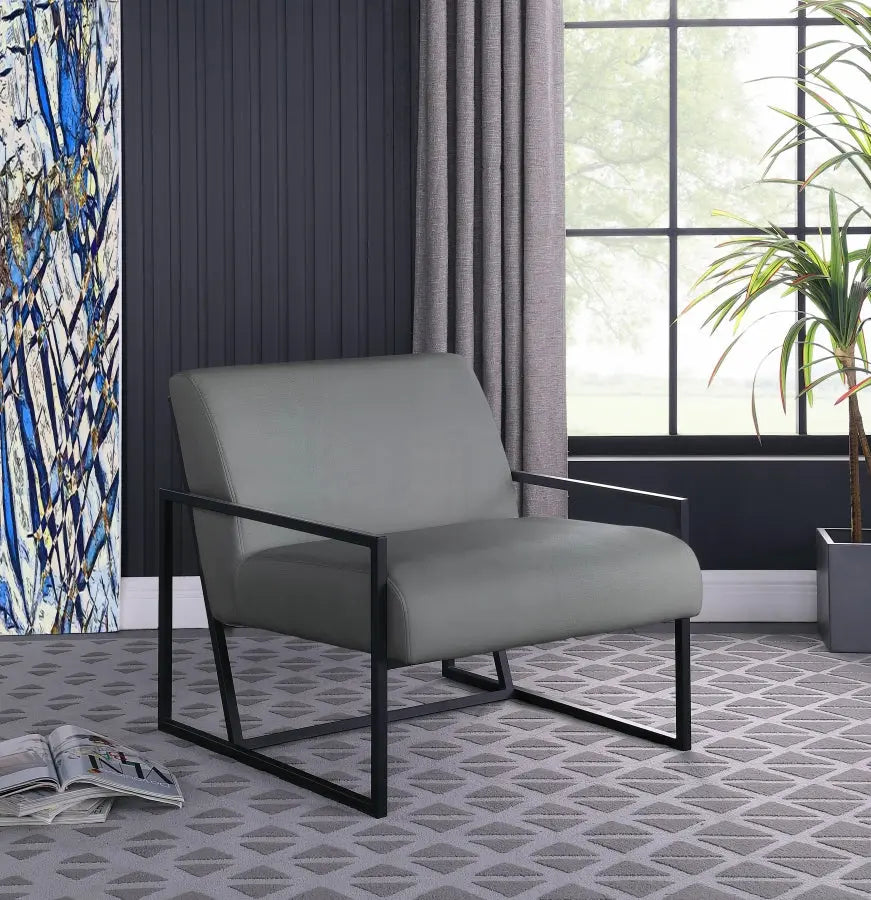 Meridian Furniture - Industry Faux Leather Accent Chair In Grey - 535Grey