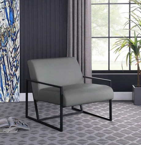 Meridian Furniture - Industry Faux Leather Accent Chair In Grey - 535Grey
