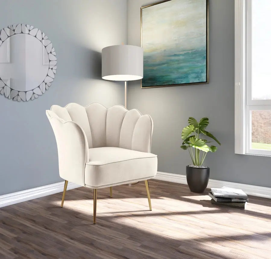 Meridian Furniture - Jester Velvet Accent Chair In Cream - 516Cream