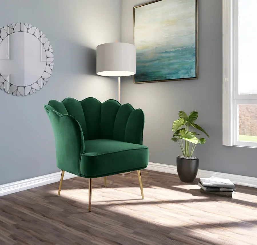 Meridian Furniture - Jester Velvet Accent Chair In Green - 516Green