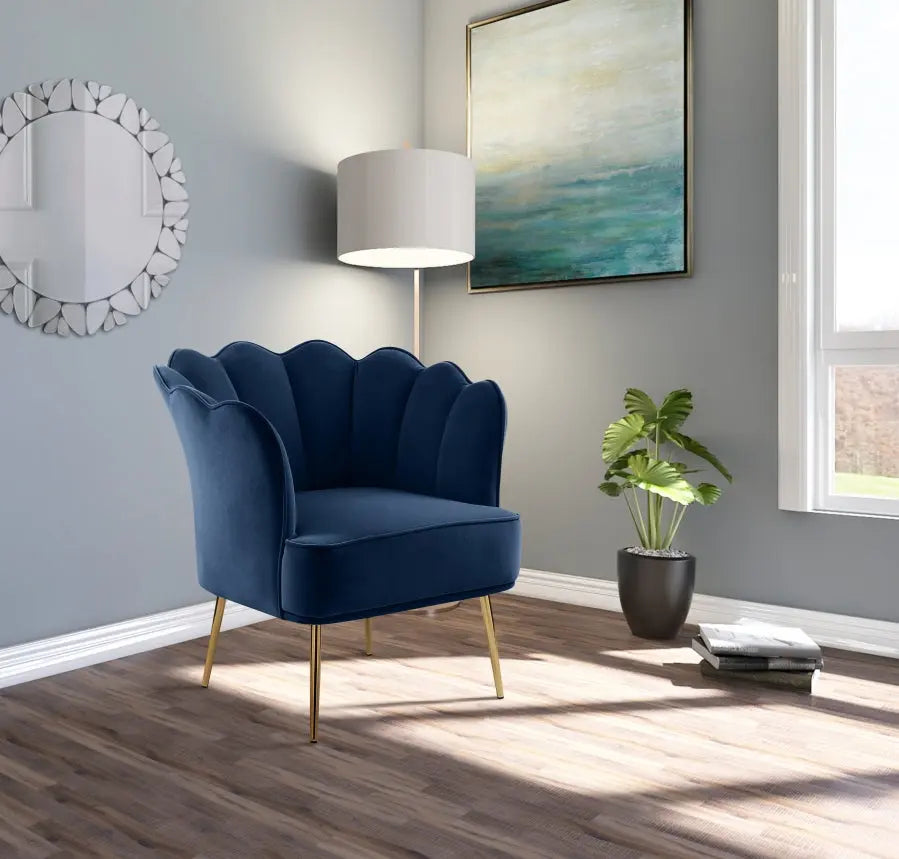 Meridian Furniture - Jester Velvet Accent Chair In Navy - 516Navy