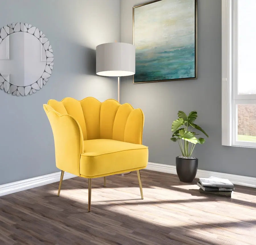 Meridian Furniture - Jester Velvet Accent Chair In Yellow - 516Yellow