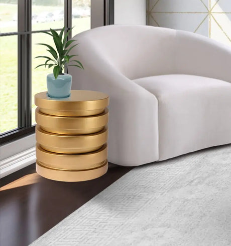 Meridian Furniture - Levels End Table In Brushed Gold - 299-Et