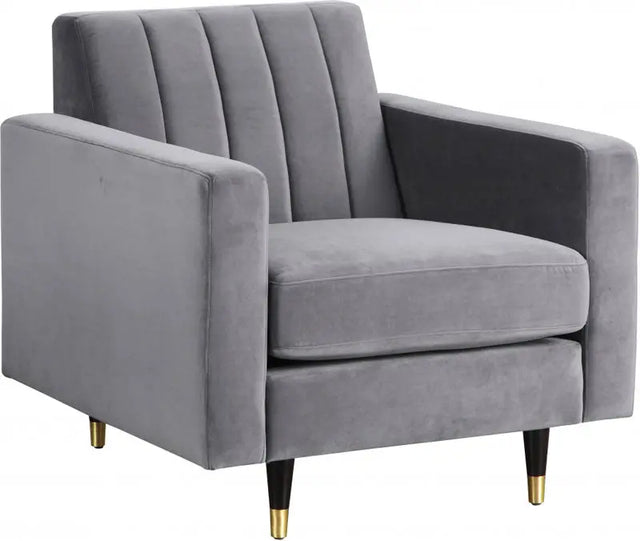 Meridian Furniture - Lola Velvet Chair In Grey - 619Grey-C
