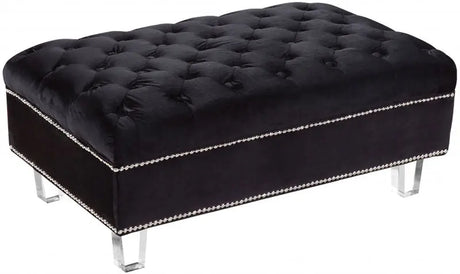 Meridian Furniture - Lucas Velvet Ottoman In Black - 609Bl-Ott