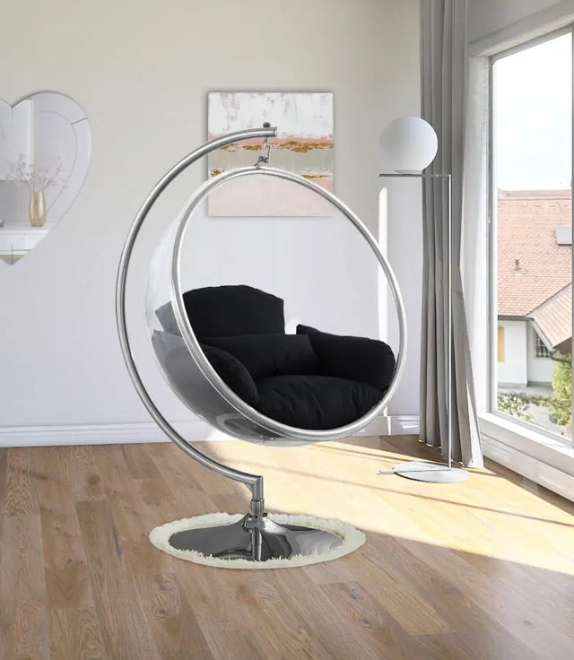 Meridian Furniture - Luna Acrylic Swing Bubble Accent Chair In Black - 507Black