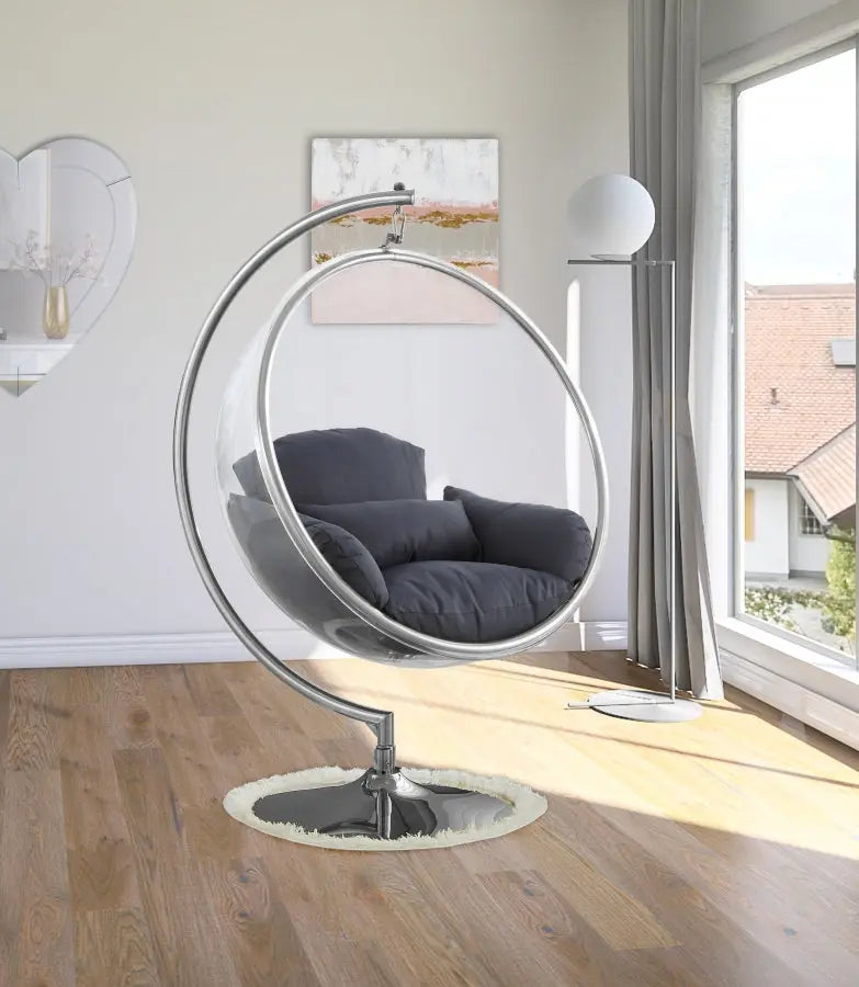 Meridian Furniture - Luna Acrylic Swing Bubble Accent Chair In Grey - 507Grey