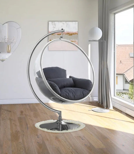 Meridian Furniture - Luna Acrylic Swing Bubble Accent Chair In Grey - 507Grey