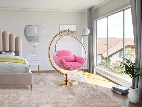 Meridian Furniture - Luna Acrylic Swing Bubble Accent Chair In Pink - 508Pink