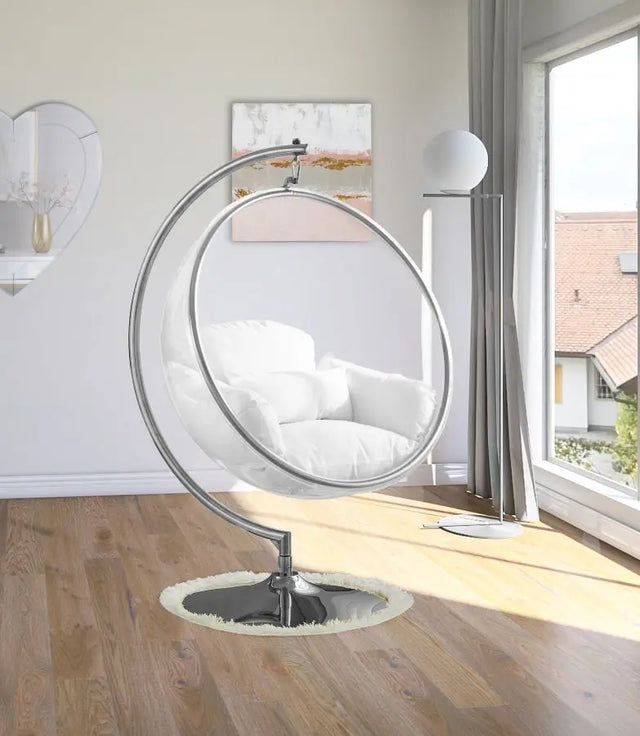 Meridian Furniture - Luna Acrylic Swing Bubble Accent Chair In White - 507White