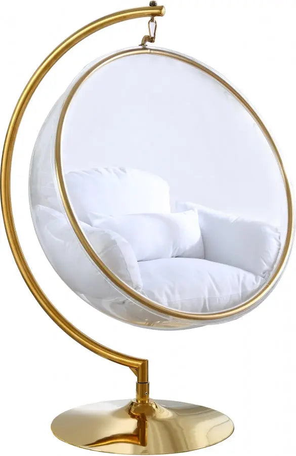 Meridian Furniture - Luna Acrylic Swing Bubble Accent Chair In White - 508White