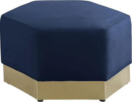 Meridian Furniture - Marquis Velvet Ottoman In Navy - 600Navy-Ott