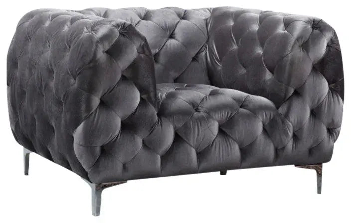 Meridian Furniture - Mercer Velvet Chair In Grey - 646Gry-C