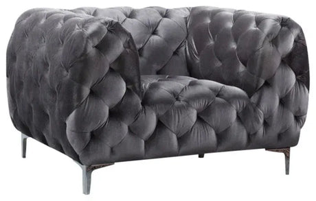 Meridian Furniture - Mercer Velvet Chair In Grey - 646Gry-C