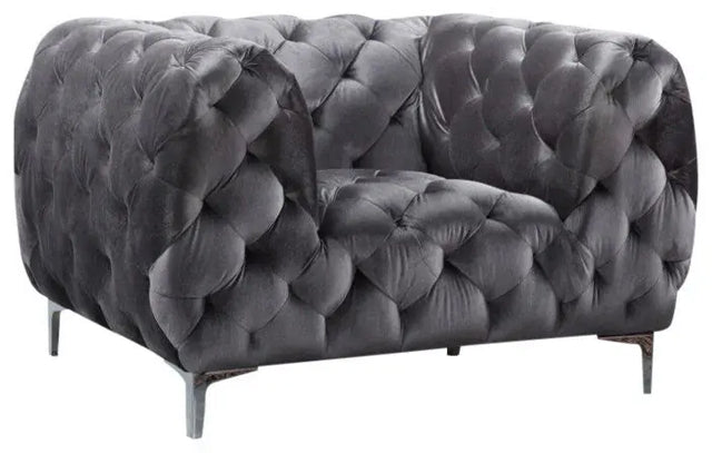 Meridian Furniture - Mercer Velvet Chair In Grey - 646Gry-C