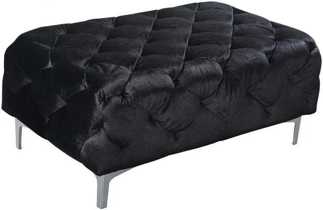Meridian Furniture - Mercer Velvet Ottoman In Black - 646Bl-Ott