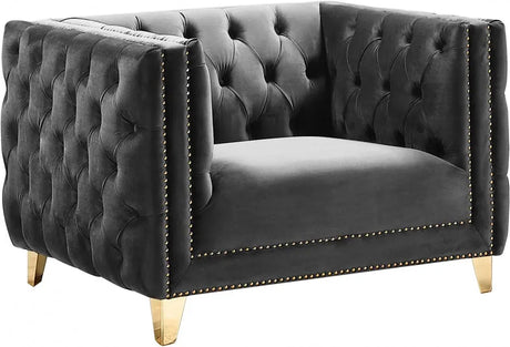Meridian Furniture - Michelle Velvet Chair In Grey - 652Grey-C