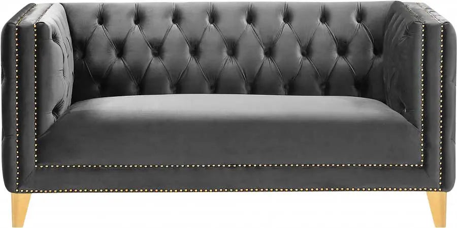 Meridian Furniture - Michelle Velvet Loveseat In Grey - 652Grey-L