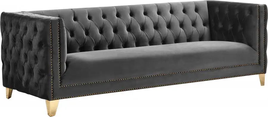 Meridian Furniture - Michelle Velvet Sofa In Grey - 652Grey-S