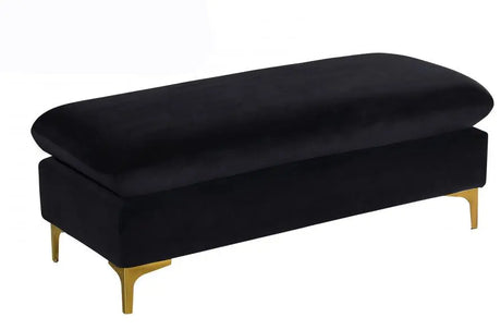 Meridian Furniture - Naomi Velvet Ottoman Bench In Black - 636Black-Ott