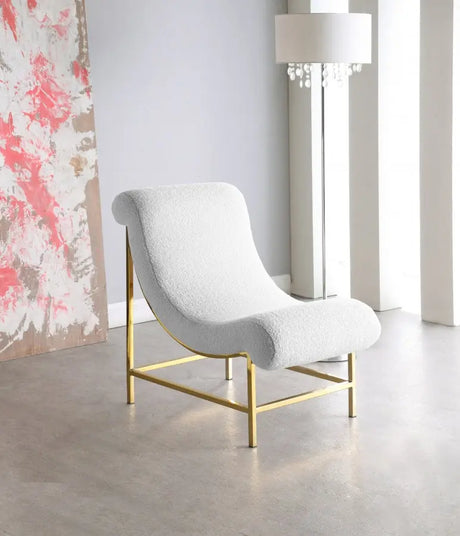 Meridian Furniture - Nube Faux Sheepskin Fur Accent Chair In White - 509Fur