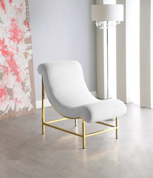 Meridian Furniture - Nube Faux Sheepskin Fur Accent Chair In White - 509Fur