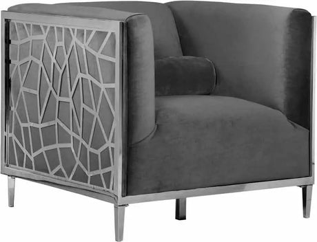 Meridian Furniture - Opal Velvet Chair In Grey - 672Grey-C