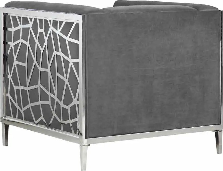 Meridian Furniture - Opal Velvet Chair In Grey - 672Grey-C