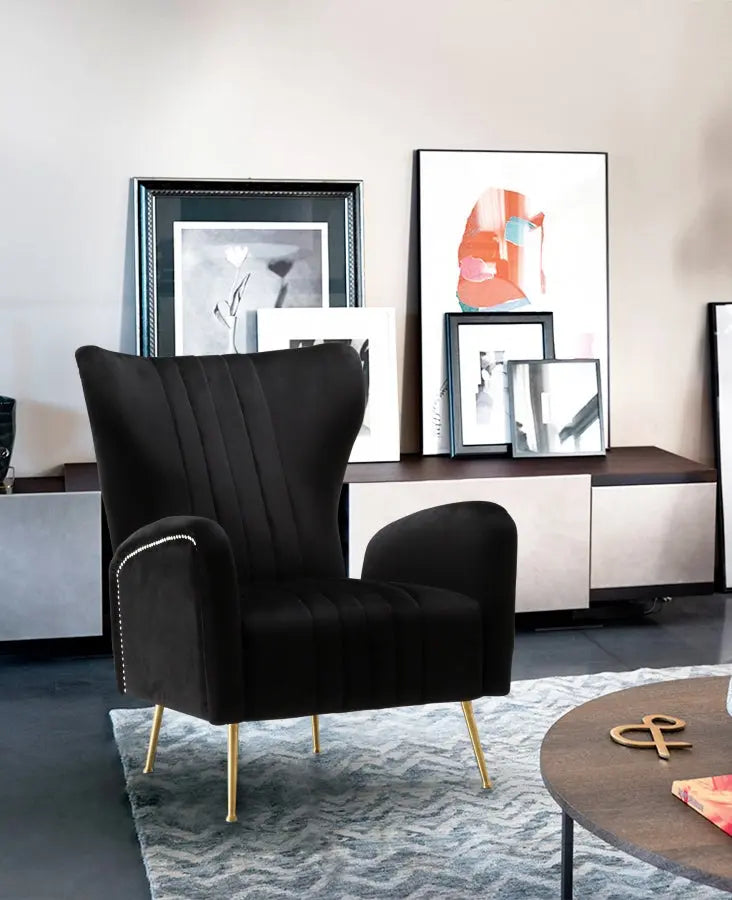 Meridian Furniture - Opera Velvet Accent Chair In Black - 532Black