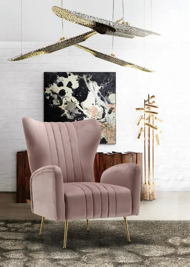 Meridian Furniture - Opera Velvet Accent Chair In Pink - 532Pink