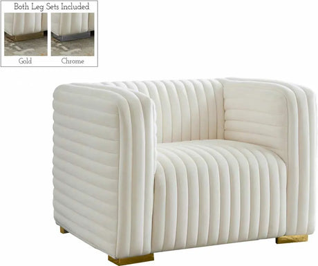 Meridian Furniture - Ravish Velvet Chair In Cream - 640Cream-C