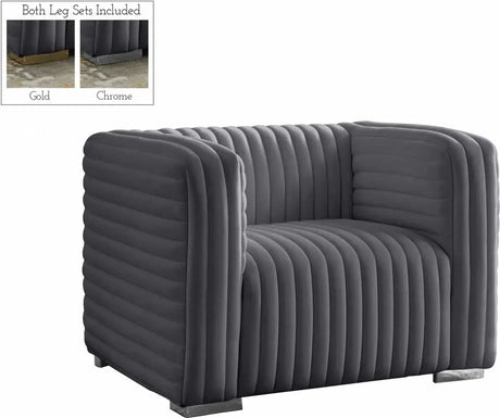 Meridian Furniture - Ravish Velvet Chair In Grey - 640Grey-C
