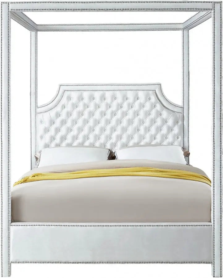 Meridian Furniture - Rowan Velvet Queen Bed In White - Rowanwhite-Q