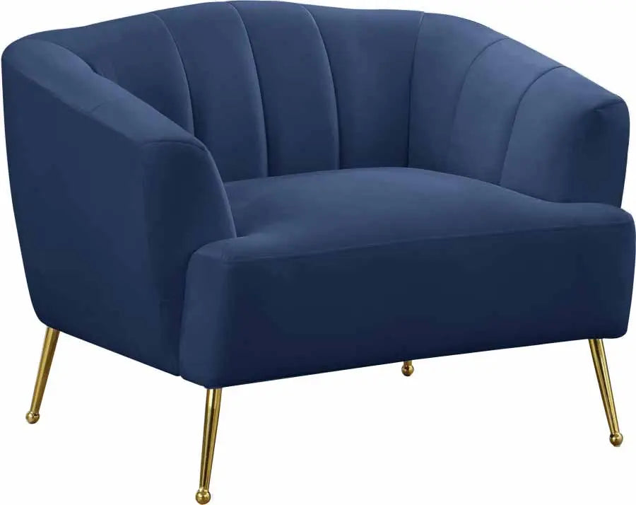 Meridian Furniture - Tori Velvet Chair In Navy - 657Navy-C