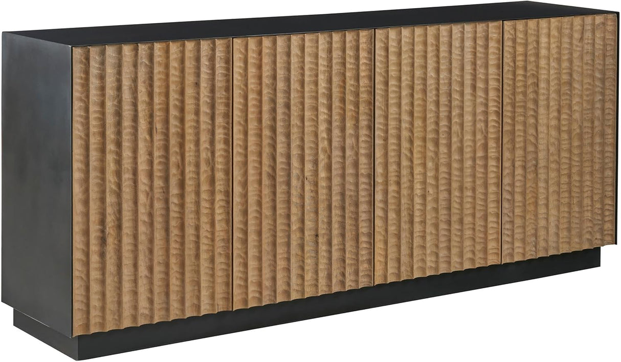 Noir Modern Carved Wood Credenza with Rubbed Iron Frame | Universal Furniture