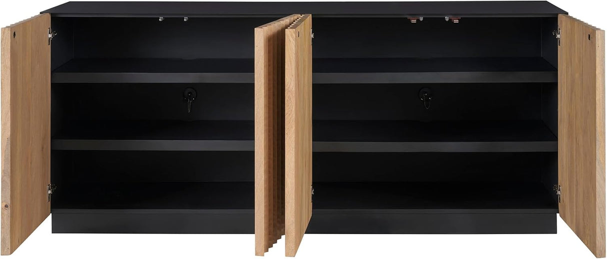 Noir Modern Carved Wood Credenza with Rubbed Iron Frame | Universal Furniture