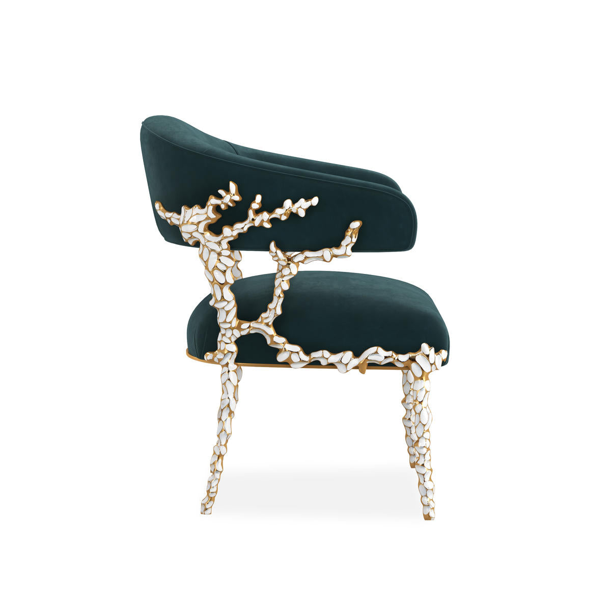 Glimmer of Hope Chair, Gold Brush Frame, Plush Upholstery | Caracole