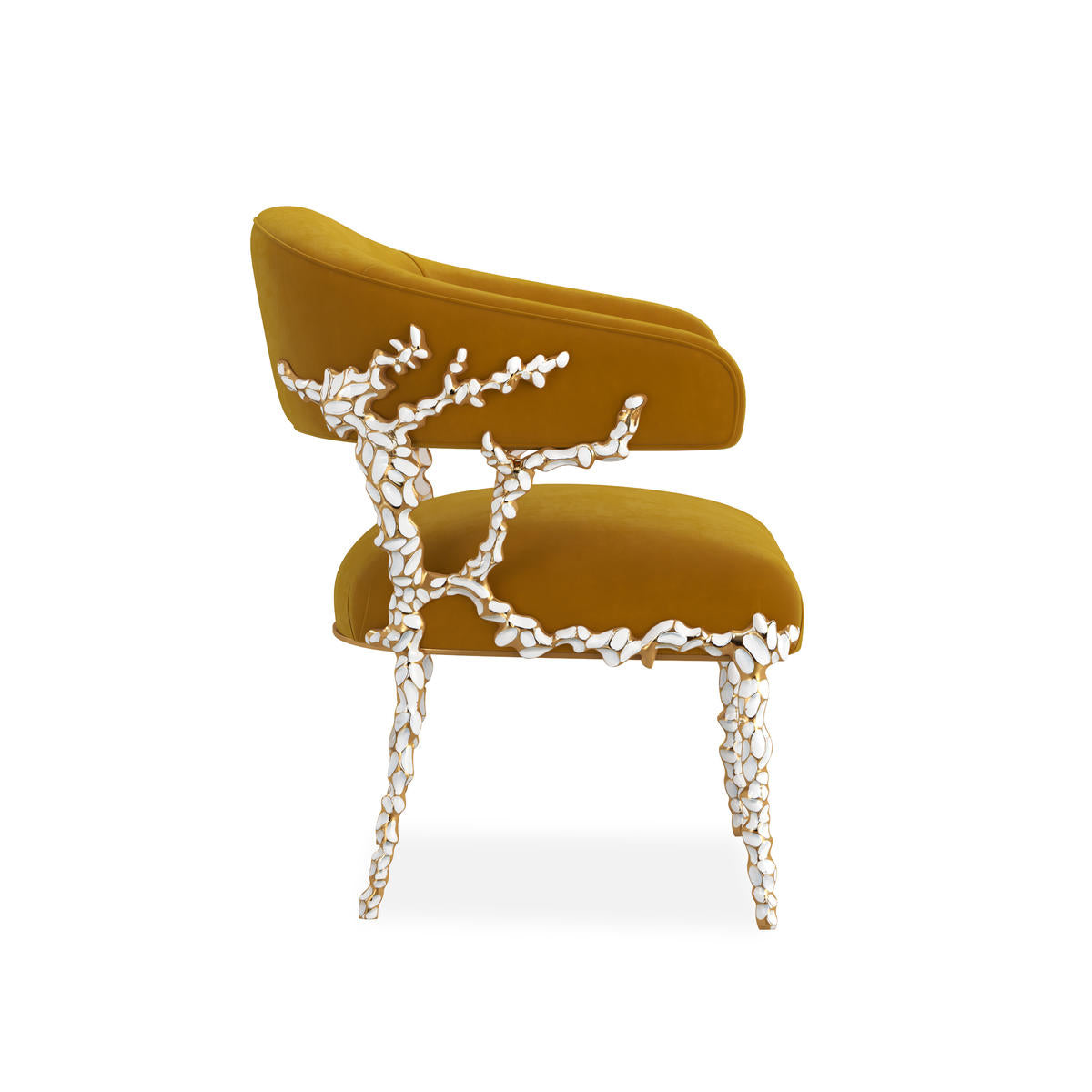 Glimmer of Hope Chair, Gold Brush Frame, Plush Upholstery | Caracole
