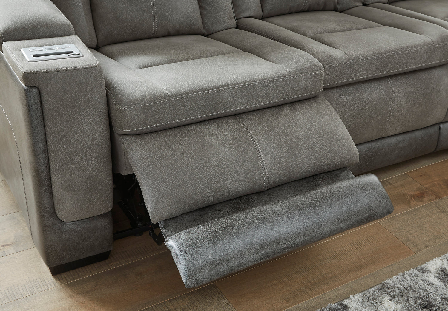 Ashley Slate Next-Gen DuraPella PWR REC Loveseat/CON/ADJ HDRST - Faux Leather - Home Elegance USA