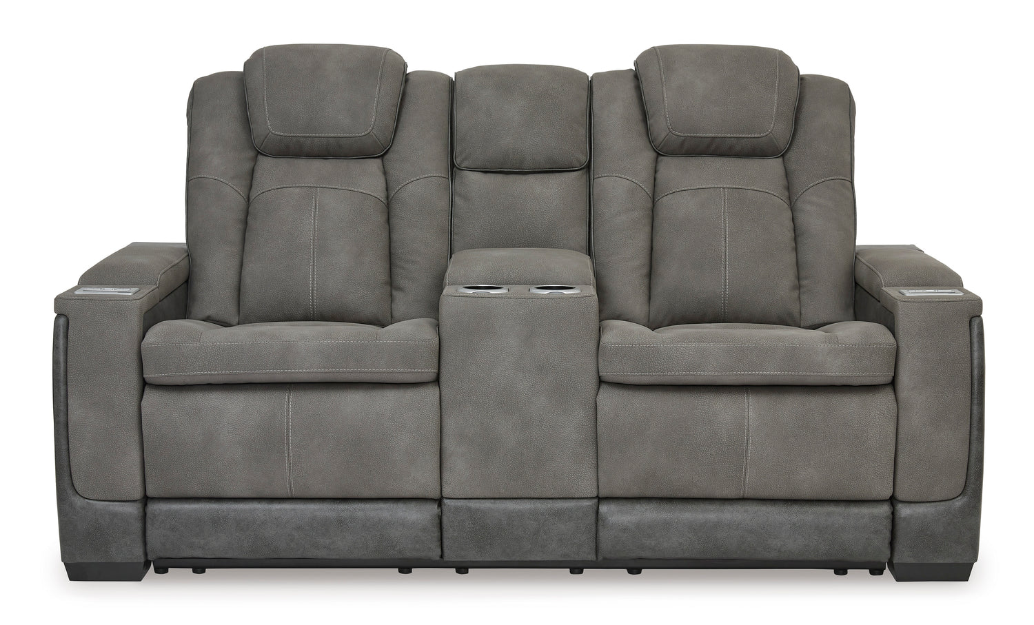 Ashley Slate Next-Gen DuraPella PWR REC Loveseat/CON/ADJ HDRST - Faux Leather - Home Elegance USA