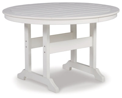 Ashley White Crescent Luxe Round Dining Table w/UMB OPT