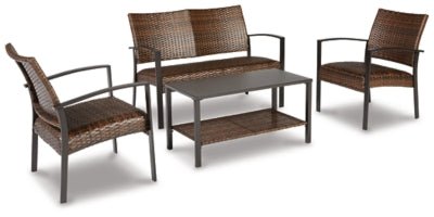 Ashley Dark Brown Zariyah Love/Chairs/Table Set (Set of 4) | Home Elegance USA