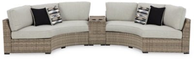 Ashley Beige Calworth P458P8 3 - Piece Outdoor Sectional | Home Elegance USA