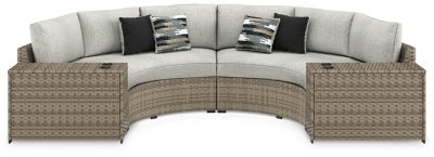 Ashley Beige Calworth P458P10 4 - Piece Outdoor Sectional | Home Elegance USA