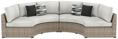 Ashley Beige Calworth P458P3 2 - Piece Outdoor Sectional | Home Elegance USA