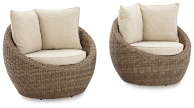 Ashley Beige Danson Swivel Lounge w/Cushion (Set of 2) | Home Elegance USA