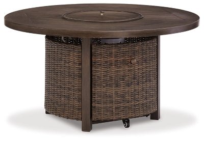 Ashley Medium Brown Paradise Trail Round Fire Pit Table | Home Elegance USA