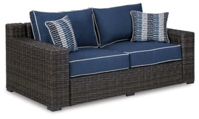 Ashley Brown/Blue Grasson Lane Loveseat w/Cushion | Home Elegance USA
