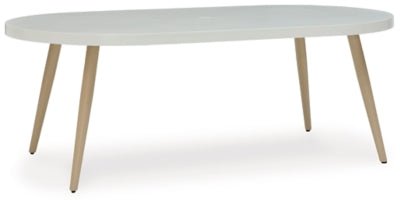 Ashley White Seton Creek Oval Dining Table w/UMB OPT | Home Elegance USA