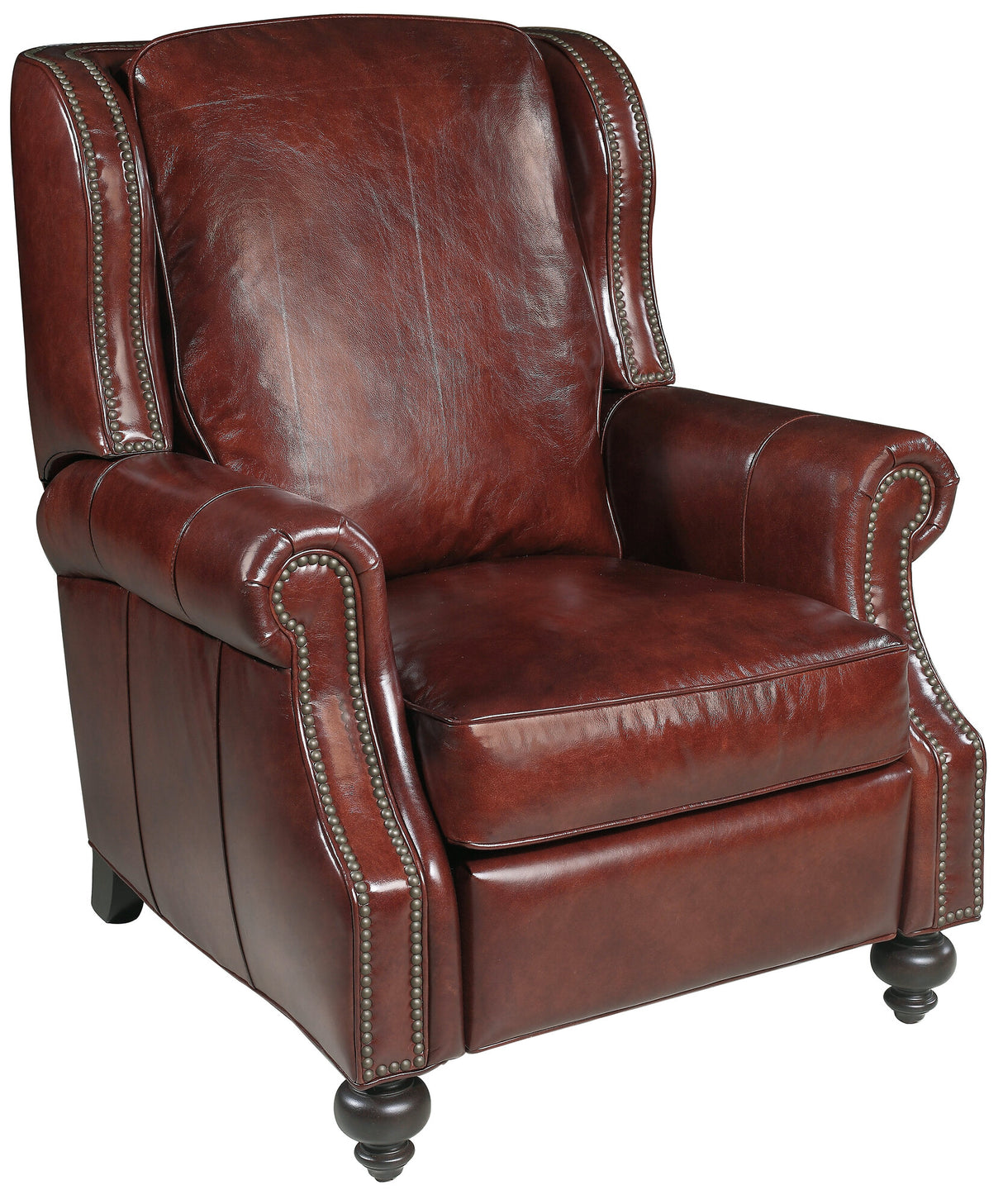 Drake Manual Recliner in Red Balmoral Cornwall Leather | Hooker Furniture